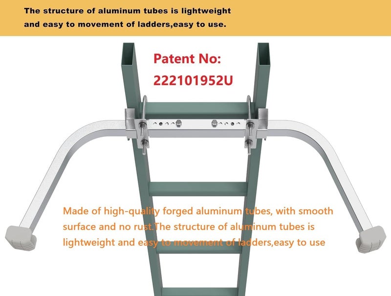 Foozet Ladder Stabilizer,Heavy Duty Aluminum Extended Ladder Accessory for Roof Gutter Guard Cleaning Tools,Ladder Stand-Off Wing Span/Wall Ladder Hooks with Non-Slip Rubber Bottom pad.(Patent) - Image 3